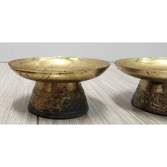 Elegant Expressions 3 Inch Brass Pillar Candle Holder Collectible Decor Set of 2 - Picture 4 of 9